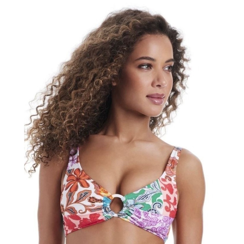Bar III Women's Beachside Boheme O-Ring Bikini Top in Multi Small
